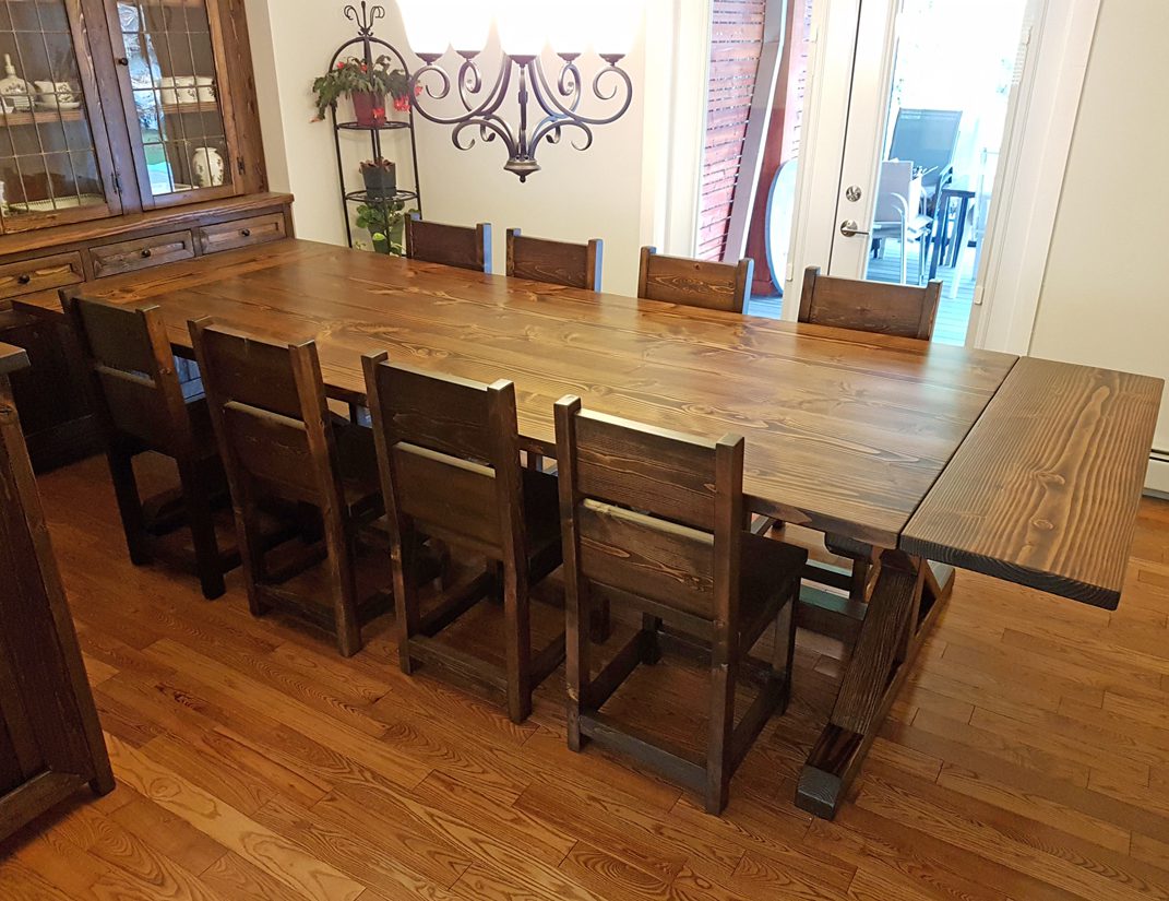 large Rustic dining table with matching cabinet