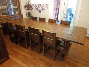 large Rustic dining table with matching cabinet